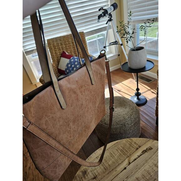 Joy Susan Vegan Leather Brushed Tote Bag Brown EUC - Picture 13 of 16